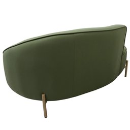Sofá Curvo 03 Lugares 180cm Braço Esquerdo Thommy Pés Ouro Fosco Linho Verde Claro - Casaepoltrona - 8