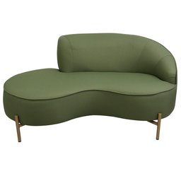 Sofá Curvo 03 Lugares 180cm Braço Esquerdo Thommy Pés Ouro Fosco Linho Verde Claro - Casaepoltrona - 6