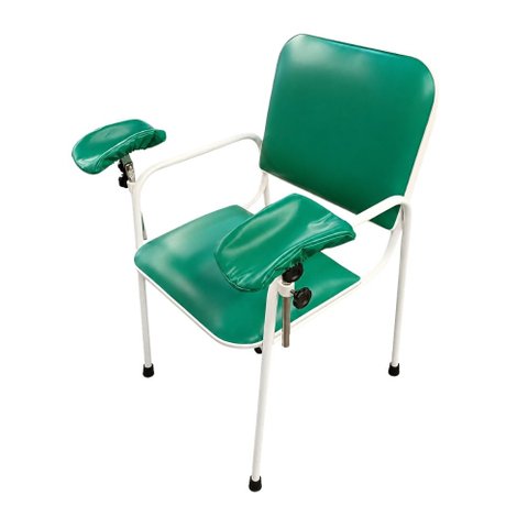 Cadeira Hospitalar Coleta de Sangue Standard com Braçadeira Lateral Verde Bandeira
