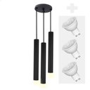 Ver imagem 1 de Pendente Triplo Tubo Palito Moderno 30cm Preto + Led 4w