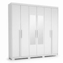 Ver imagem 2 de Guarda-Roupa Casal 6 Portas, 2 Gavetas, Pés e Espelho MDF Cuiabá Branco