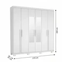 Ver imagem 3 de Guarda-Roupa Casal 6 Portas, 2 Gavetas, Pés e Espelho MDF Cuiabá Branco