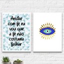 Ver imagem 1 de kit 2 Quadros Olho Grego Andar Com Fé 33x24cm:Madeira preta