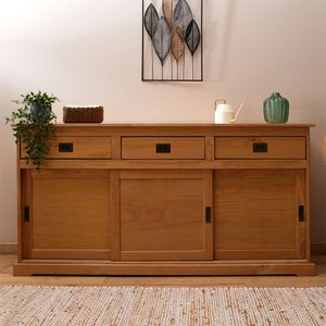 Balcão Aparador Madeira 3 Portas 3 Gavetas Savona