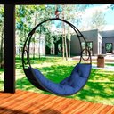 Ver imagem 2 de Cadeira de Balanço Lua Suspenso em Corda Náutica Preto/azul