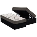 Ver imagem 1 de Cama Box Baú Solteiro: Colchão Espuma Ortobom D45 Light + Base Crc Suede Black(88x188)