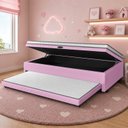 Ver imagem 3 de Cama Box Conjugada Solteiro 88x188 c/ Baú e Cama Auxiliar Maya Rosa