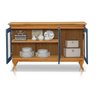 Buffet Aparador Tela 3 Portas Madeira Maciça Deltan Imbuia com Azul Lavado - Atraente Móveis - 5