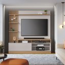Ver imagem 2 de Home Theater Pinhais para TV até 65 Polegadas com LED 1 Porta 4 Nichos Freijó/Off White - Bela Móvei