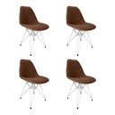 Ver imagem 1 de Kit 4 Cadeiras Jantar Estofadas Caramelo Eiffel Eames Base Ferro Branco