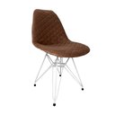 Ver imagem 2 de Kit 4 Cadeiras Jantar Estofadas Caramelo Eiffel Eames Base Ferro Branco