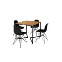Ver imagem 2 de Mesa Industrial Base Ferro Preto em V Tampo 90x90 Canela 4 Cadeiras Eames Ferro Assento Preto