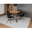 Ver imagem 1 de Mesa Industrial Base Ferro Preto em V Tampo 90x90 Canela 4 Cadeiras Eames Ferro Assento Preto