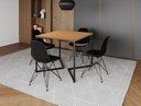 Ver imagem 1 de Mesa Industrial Base Ferro Preto em V Tampo 90x90 Canela 4 Cadeiras Eames Ferro Assento Preto