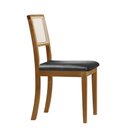 Ver imagem 3 de Kit 6 Cadeiras de Jantar Madeira Maciça Mel Encosto Telinha Palha Estofada Couro Pu Preto Rubi