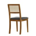Ver imagem 4 de Kit 6 Cadeiras de Jantar Madeira Maciça Mel Encosto Telinha Palha Estofada Couro Pu Preto Rubi
