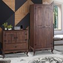 Ver imagem 1 de Guarda Roupa 2 Portas Com Cômoda Pequena Madeira Maciça Rústico Marrom Shop JM