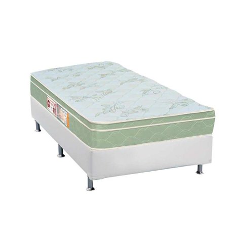Cama Box Solteiro Colchão Espuma Castor D33 Sleep Max + Base CRC Courano White(88x188)
