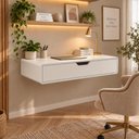 Ver imagem 2 de Mesa de Escritório Suspensa com 1 Gaveta Curve Off White