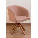 Ver imagem 1 de Poltrona Decorativa Redonda Pé Giratório de Madeira Cor:rosa