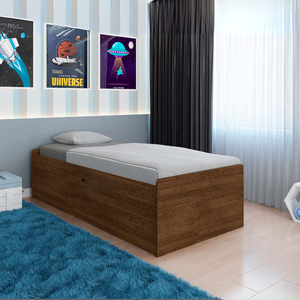 Cama Solteiro Camila com Baú Interno Design Moderno Framar:mallbec