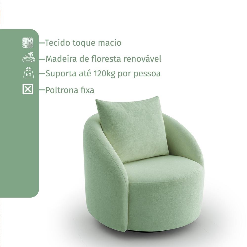 Poltrona Decorativa Orgânica Boucle Verde Cali Estofama - 5