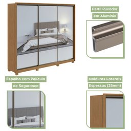 Guarda Roupa Casal com Espelhos 3 Portas 6 Gavetas Spazio Super Glass Móveis Lopas - 5