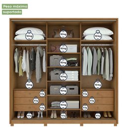 Guarda Roupa Casal com Espelhos 3 Portas 6 Gavetas Spazio Super Glass Móveis Lopas - 8
