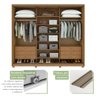 Guarda Roupa Casal com Espelhos 3 Portas 6 Gavetas Spazio Super Glass Móveis Lopas - 7