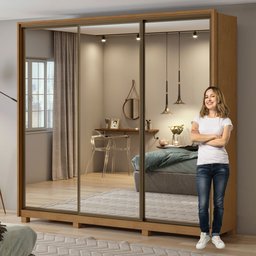 Guarda Roupa Casal com Espelhos 3 Portas 6 Gavetas Spazio Super Glass Móveis Lopas - 10