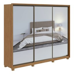 Guarda Roupa Casal com Espelhos 3 Portas 6 Gavetas Spazio Super Glass Móveis Lopas - 2