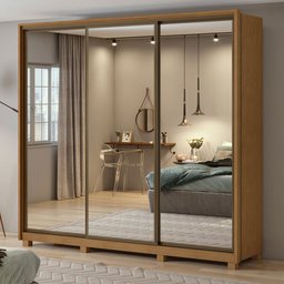 Guarda Roupa Casal com Espelhos 3 Portas 6 Gavetas Spazio Super Glass Móveis Lopas - 1