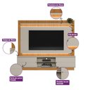 Ver imagem 3 de Painel Tv até 75" Sala Home Theater 215cm Rômulo Led Naturale/off White L04 - D'rossi