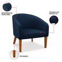 Ver imagem 3 de Poltrona Sala Decorativa Stella Pé Madeira Trapézio Castanho Suede Azul Marinho D03 - D’Rossi