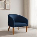 Ver imagem 1 de Poltrona Sala Decorativa Stella Pé Madeira Trapézio Castanho Suede Azul Marinho D03 - D’Rossi