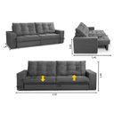 Ver imagem 3 de Sofá Retrátil e Reclinável 3 Lugares 2,50m com Molas Melissa Suede Cinza Rover & Beato