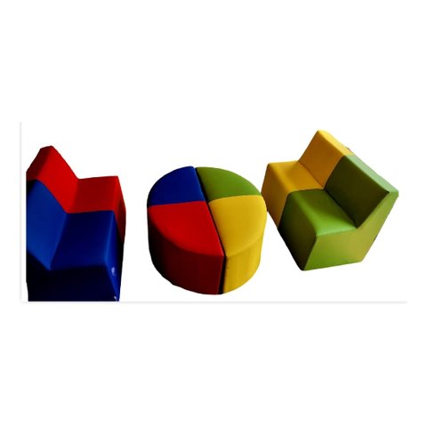 Conjunto 2 Sofá Poltrona para Criança / Kids Mais Puff o Rei Das Poltronas Conjunto Poltrona + Puff