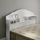 Ver imagem 1 de Cabeceira Box Casal Evelyn 140cm com Nicho e Prateleiras Organizador para Quarto:Branco