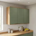 Ver imagem 1 de Armário de Cozinha Aéreo Modulado 100% MDF 3 Portas 120cm Princess Yescasa Freijó/Verde Sálvia