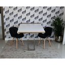 Ver imagem 2 de Conjunto de Mesa Dobrável Retrátil 1,40 Branco/Noronha Inox + 2 Cadeiras Eiffel Slim - Preto