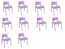 Ver imagem 1 de Kit 10 Cadeiras Infantil Iso, Escola, Base Cinza- Lilas