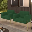 Ver imagem 2 de Poltrona Pé de Ferro Dourado para Sala Kit 2 Elisa Veludo Verde D03 - D'Rossi