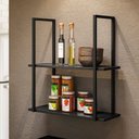 Ver imagem 2 de Prateleira Industrial Suspensa Parede Multifuncional Preto Aurora