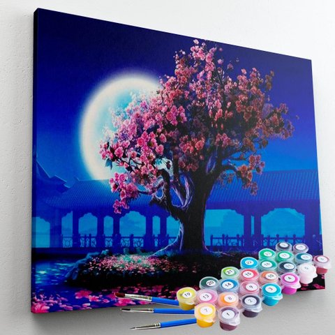 Kit Pintura Terapêutica - Cerejeira Florida no Luar