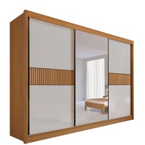Guarda-roupa Casal Mdf com Espelho 3 Portas 6 Gavetas Miami Ripado