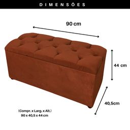 Bau Solteiro Capitonê Pé de Cama Decoração Guarda Objetivos - Terracota - 2