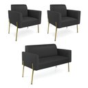 Ver imagem 1 de Sofá Namoradeira e 2 Poltronas Pé de Ferro Dourado Marisa Corino D03 - D'Rossi