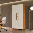 Ver imagem 1 de Armário para Escritório Multiuso 2 Portas com Chave 100% MDF Dacar Marrom/Marrome/Off White