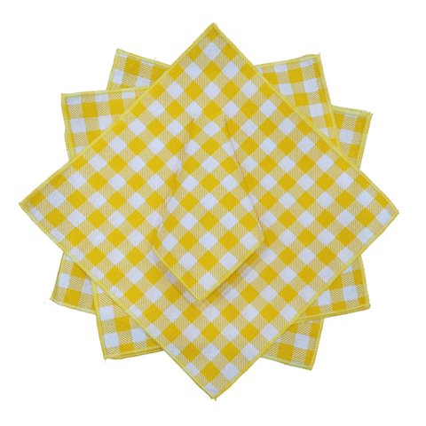 6 Guardanapos Xadrez Amarelo