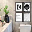 Ver imagem 2 de Kit 4 Quadros Divertidos para Banheiro 24x18cm - com Vidro:madeira Preta